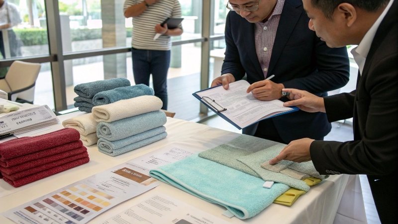 Een stapel microvezeldoeken van hoge kwaliteit in verschillende kleuren