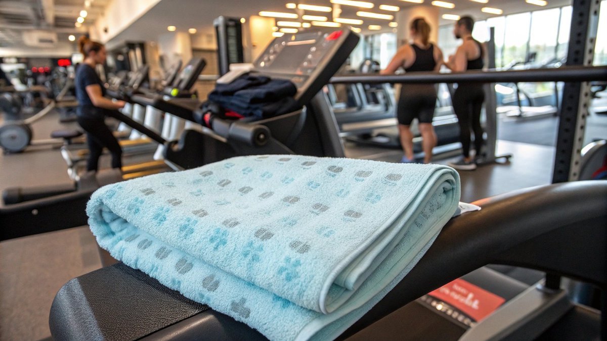 una toalla de gimnasio sobre un banco de pesas