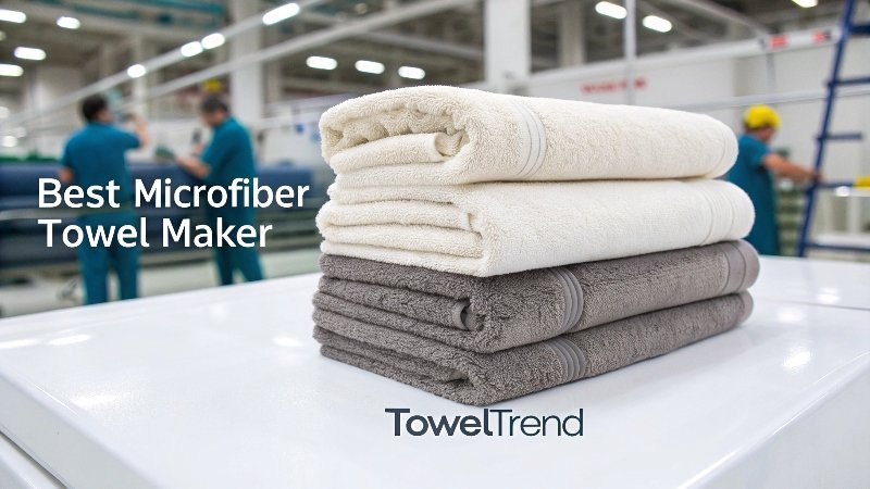 TowelTrend fabrieksarbeider inspecteert een microvezeldoek voor kwaliteitscontrole