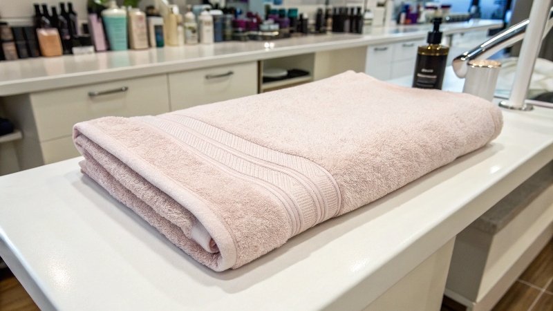 Une pile de serviettes de salon soigneusement pliées montrant leur forme rectangulaire.