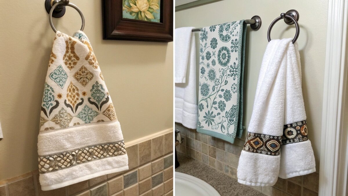 A hand towel next to a smaller tip towel for comparison