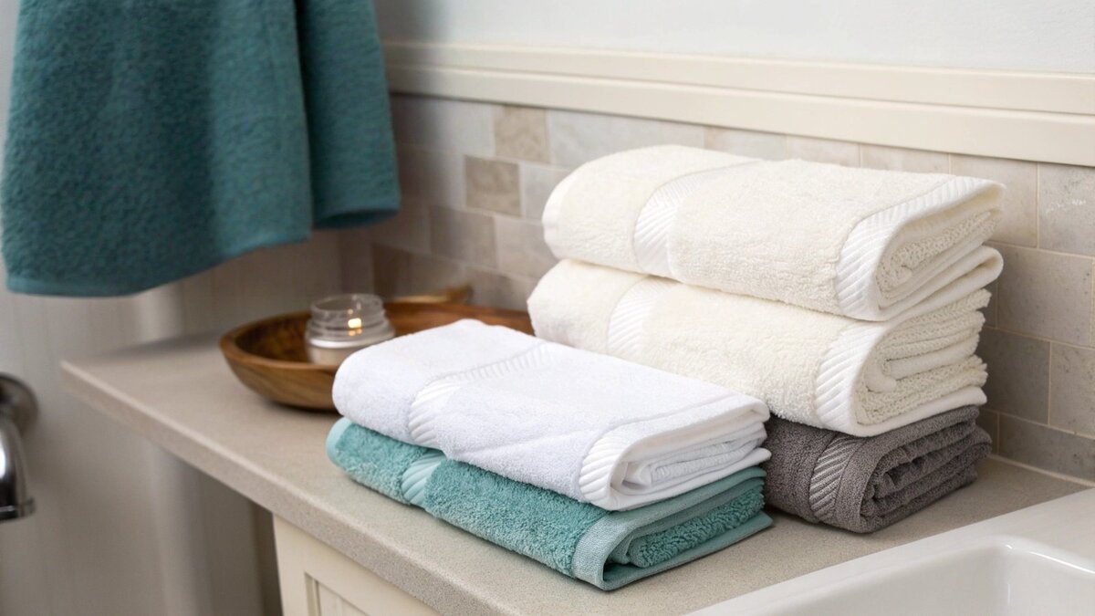 A lineup of different small towels from washcloth to fingertip towel