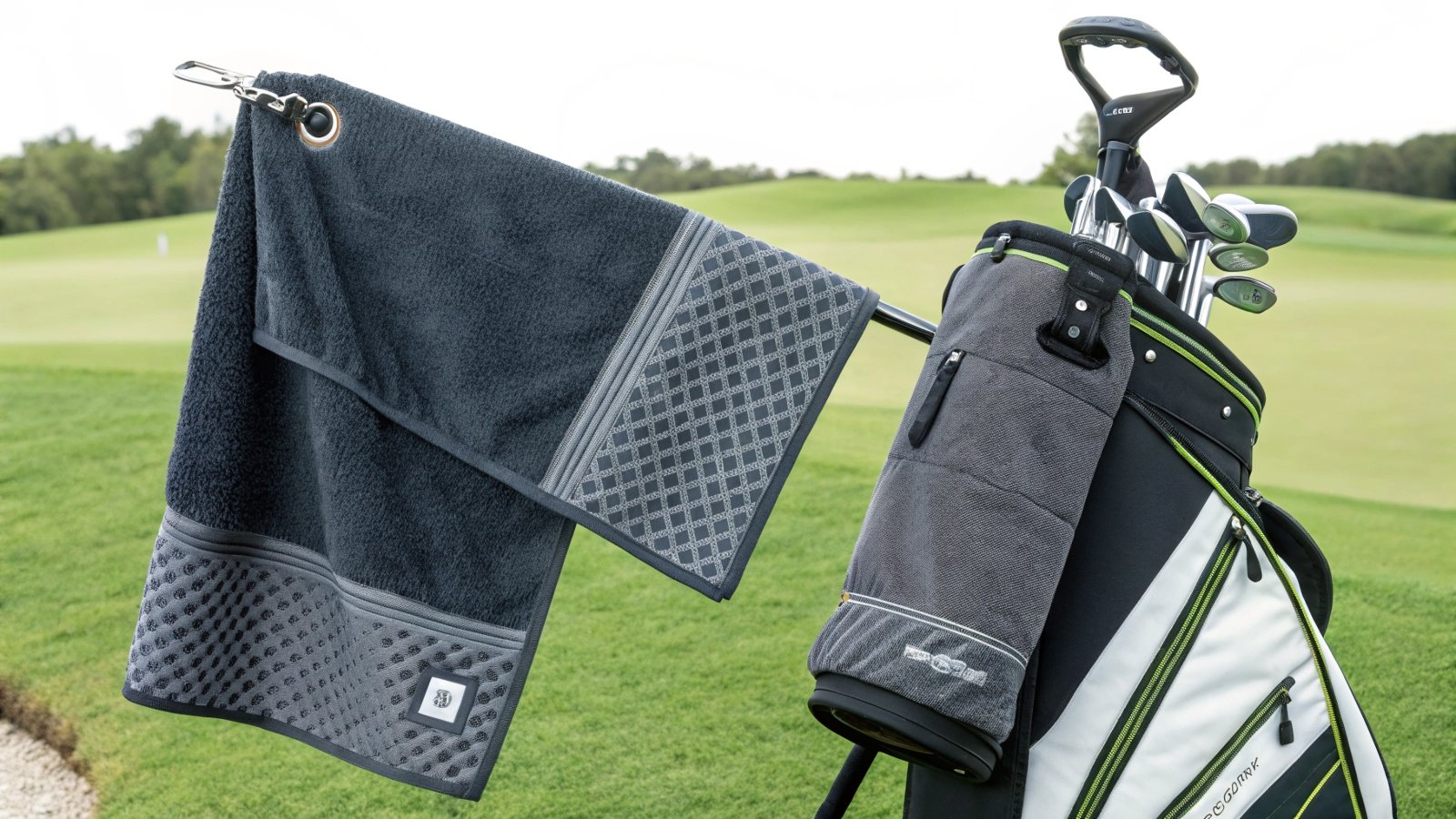 comparison of a structured golf towel and a simple bath towel