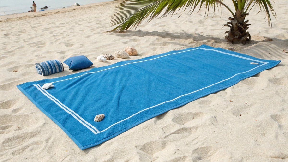 Osoba leżąca na standardowym ręczniku plażowym 30x60 cali