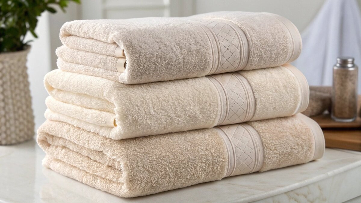 Raw cotton bolls placed next to a soft, white cotton towel