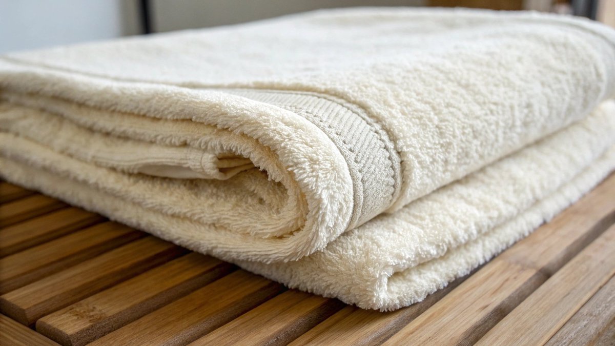 a single, perfectly folded white terry cloth towel