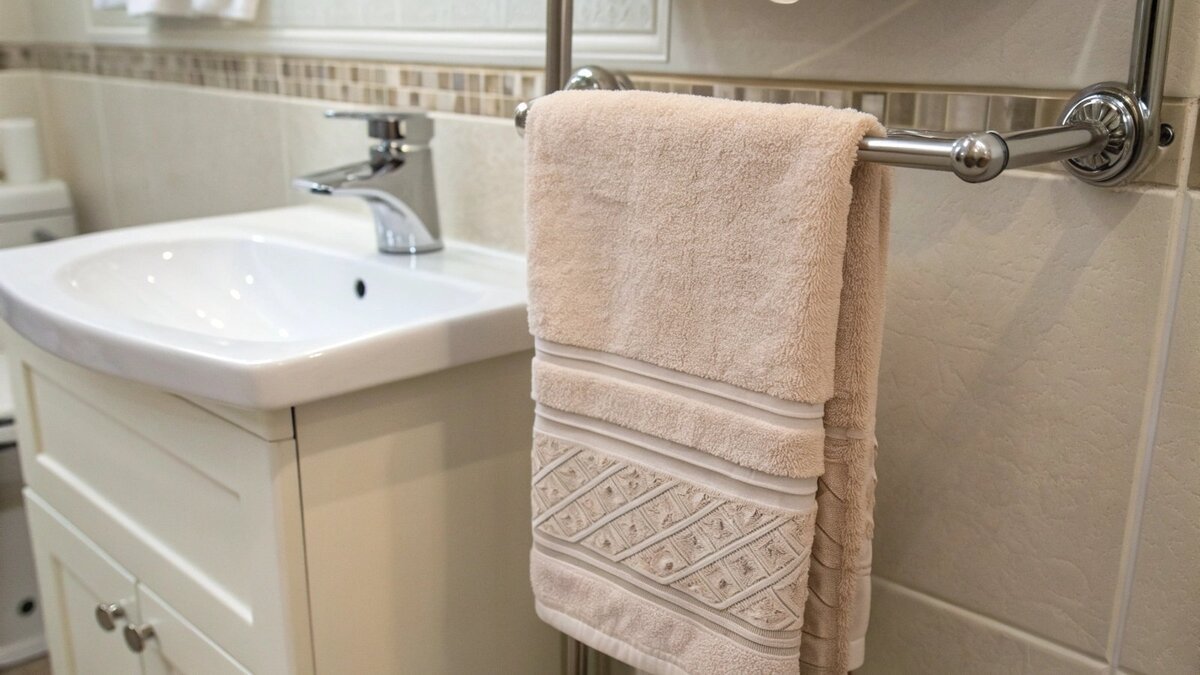 A basket of rolled guest hand towels in a powder room