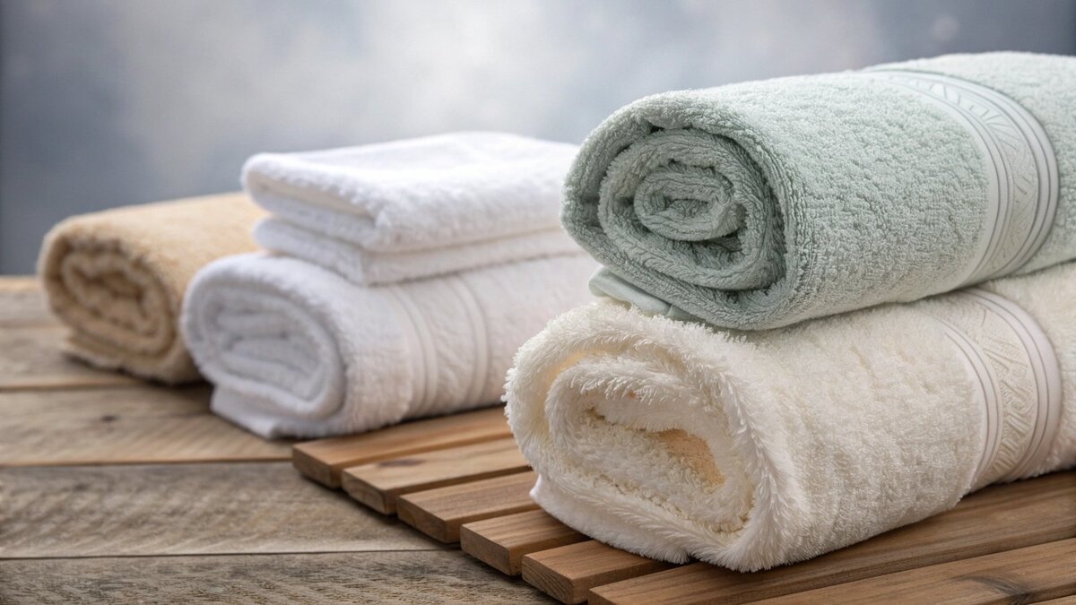 Towel with an OEKO-TEX certification tag