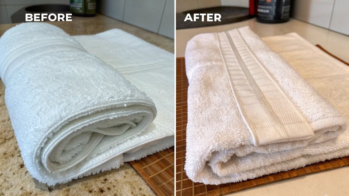 New towels on a store shelf