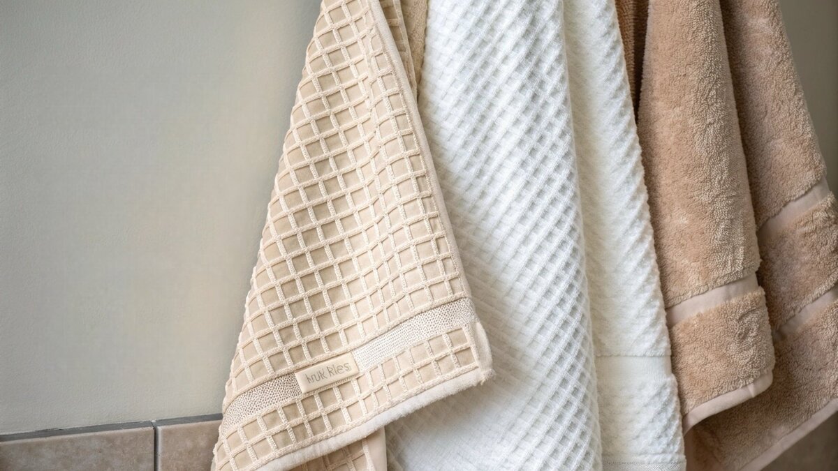 Vue détaillée des boucles en tissu éponge sur une serviette