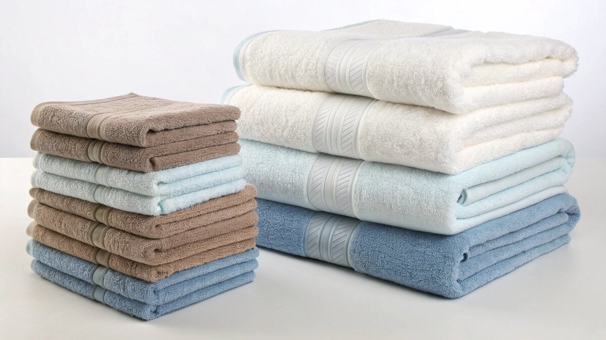 different types of towels hanging on a rack