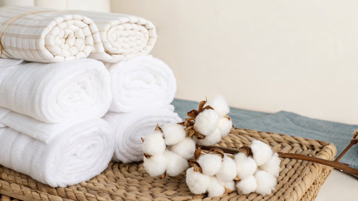 Pile of Pima and Egyptian cotton towels