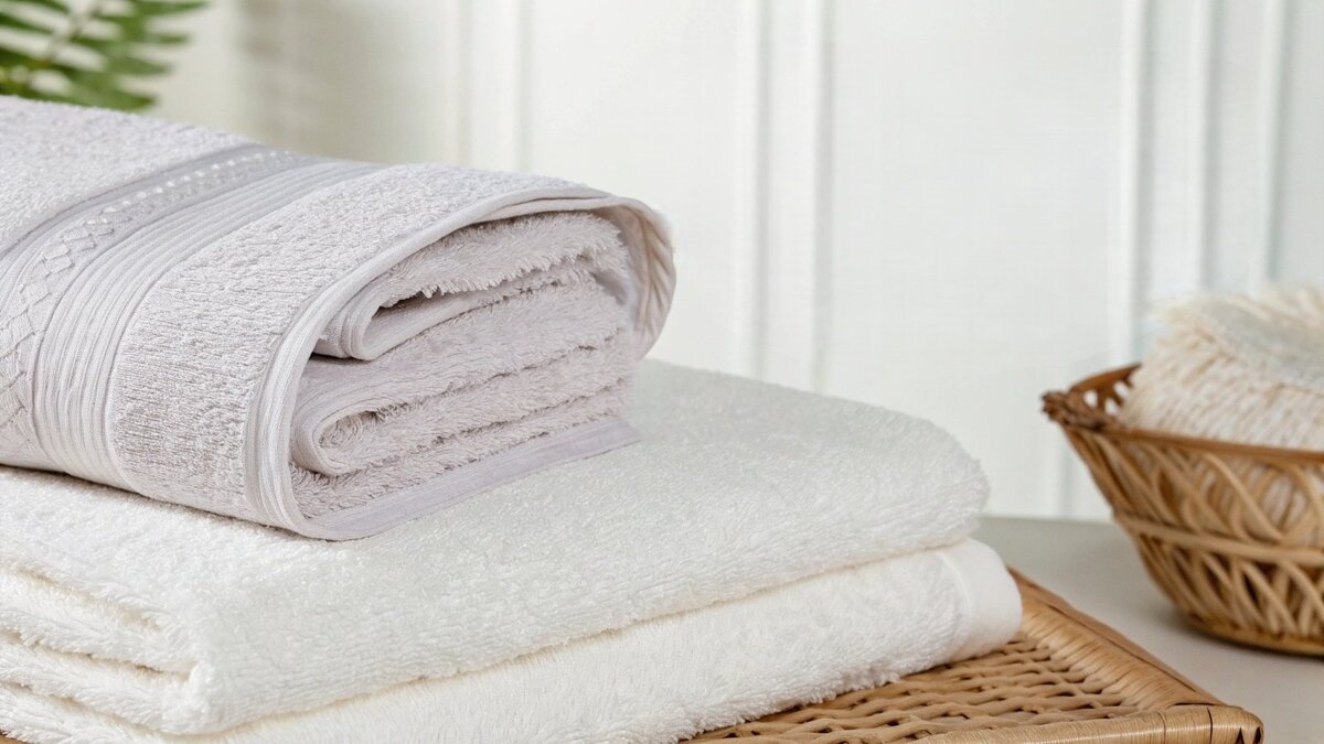 A fluffy white towel made from Egyptian cotton