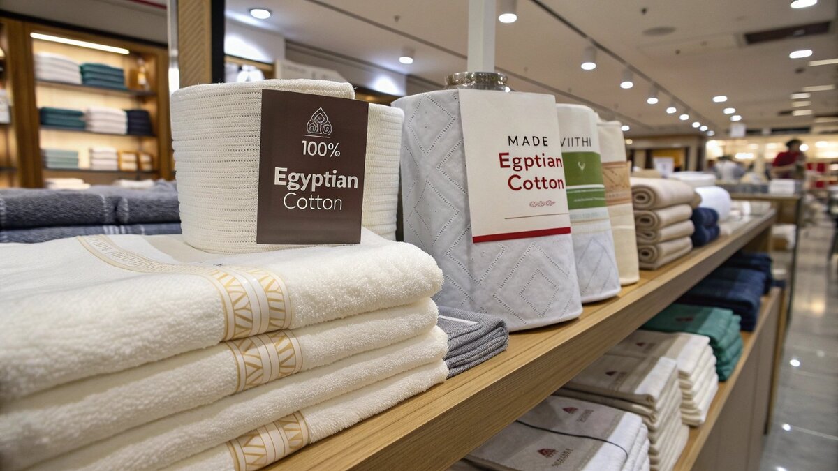 100% Egyptian Cotton Label A product label that reads