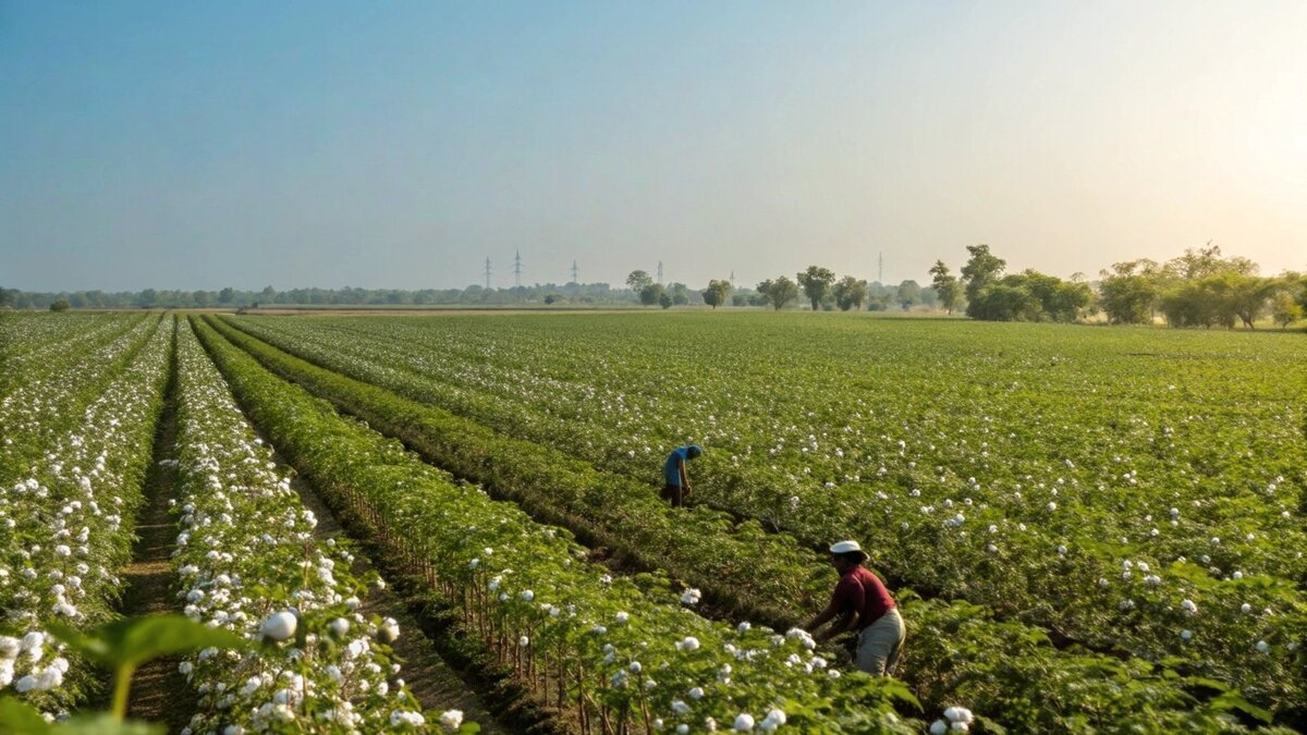 Large-scale cotton harvesting in a field