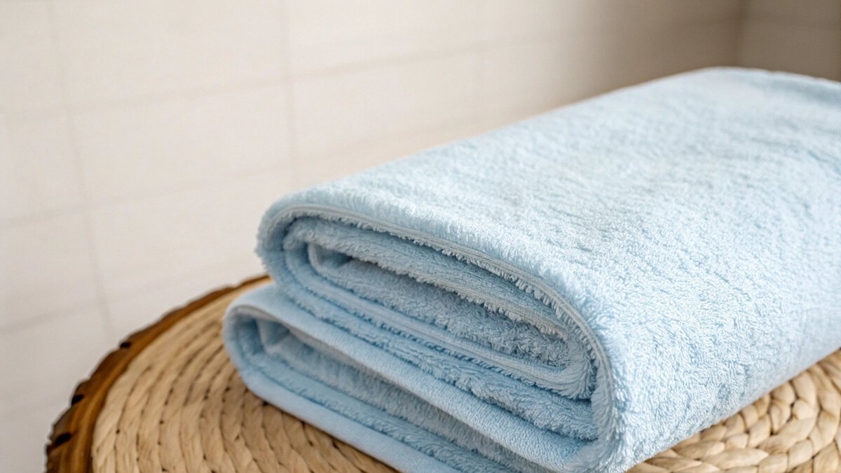 a close-up of a blue microfiber lint-free towel fabric