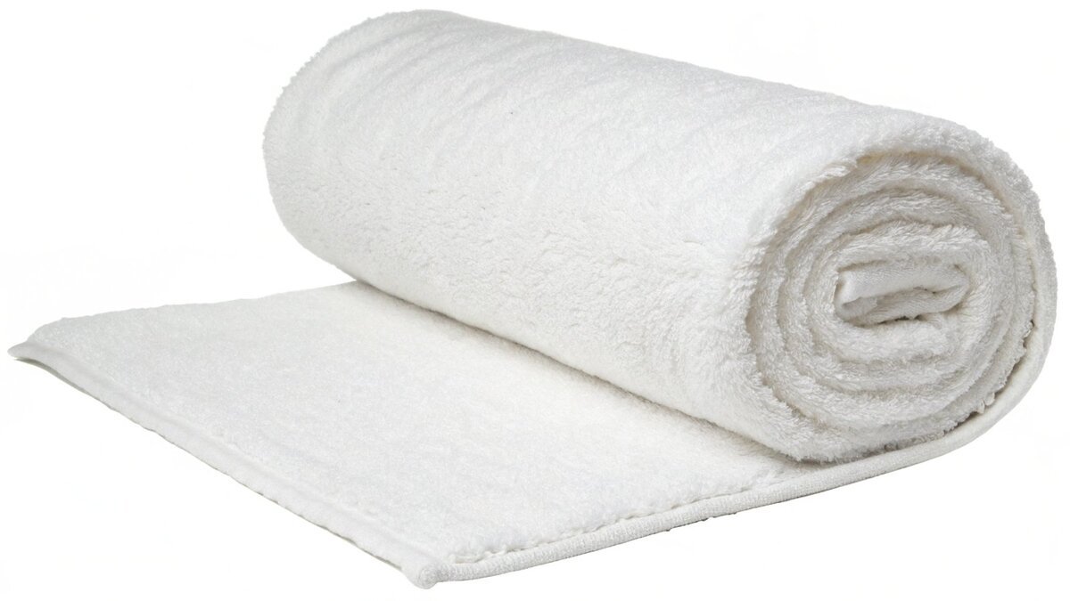 a yellowed white microfiber towel next to a bright white one