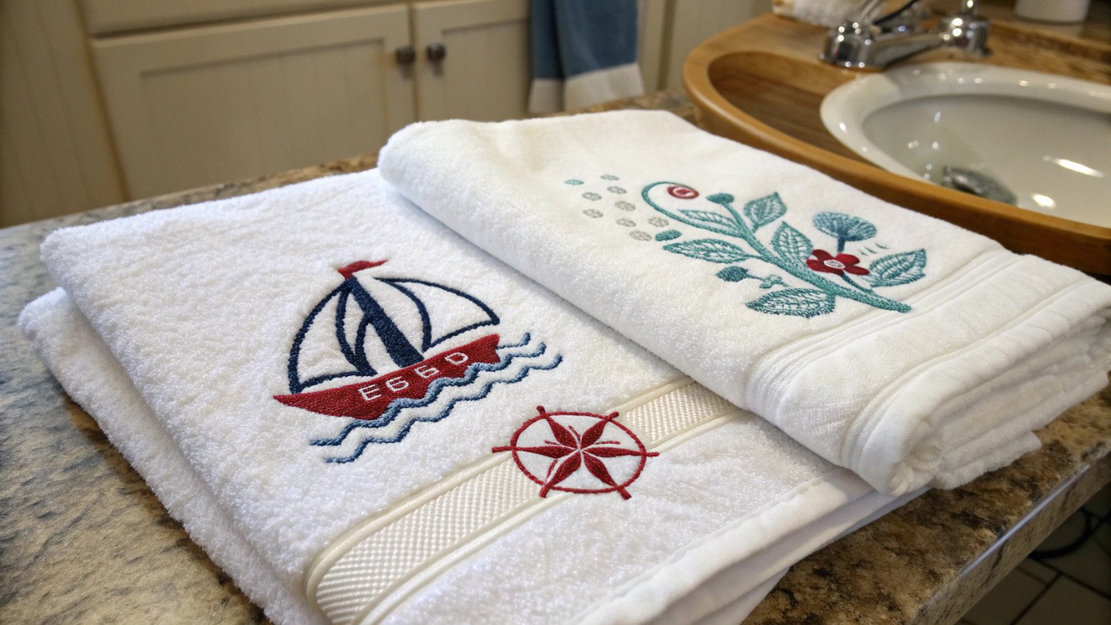 Como preparar toalhas para bordar uma toalha sendo preparada para bordado com uma cobertura solúvel em água e um estabilizador de corte