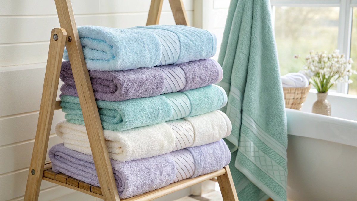 Reaproveitamento de toalhas velhas Uma pilha de toalhas velhas e desbotadas prontas para serem reaproveitadas