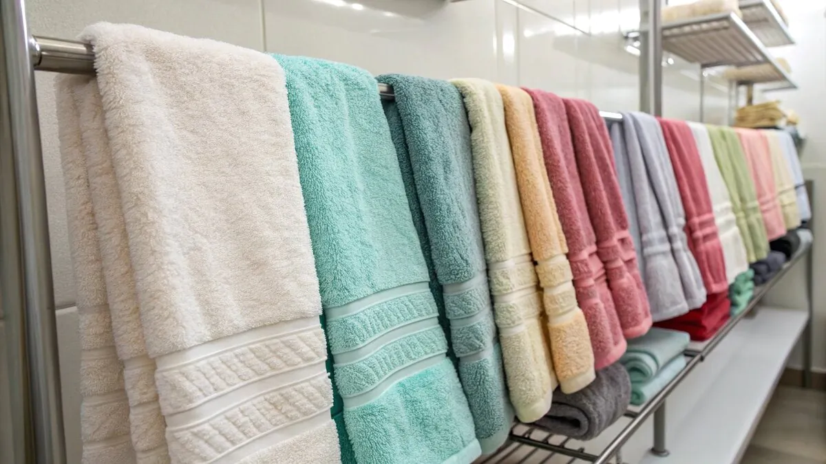 An antibacterial towel hanging in a modern bathroom