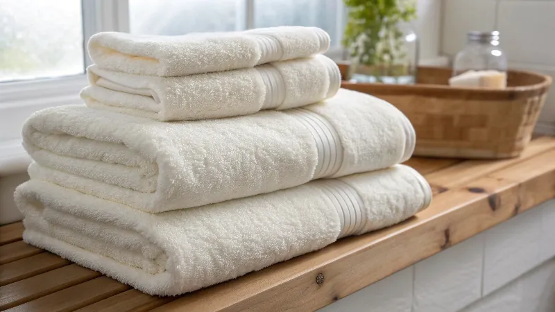 Close-up of cotton fiber loops on a hand towel