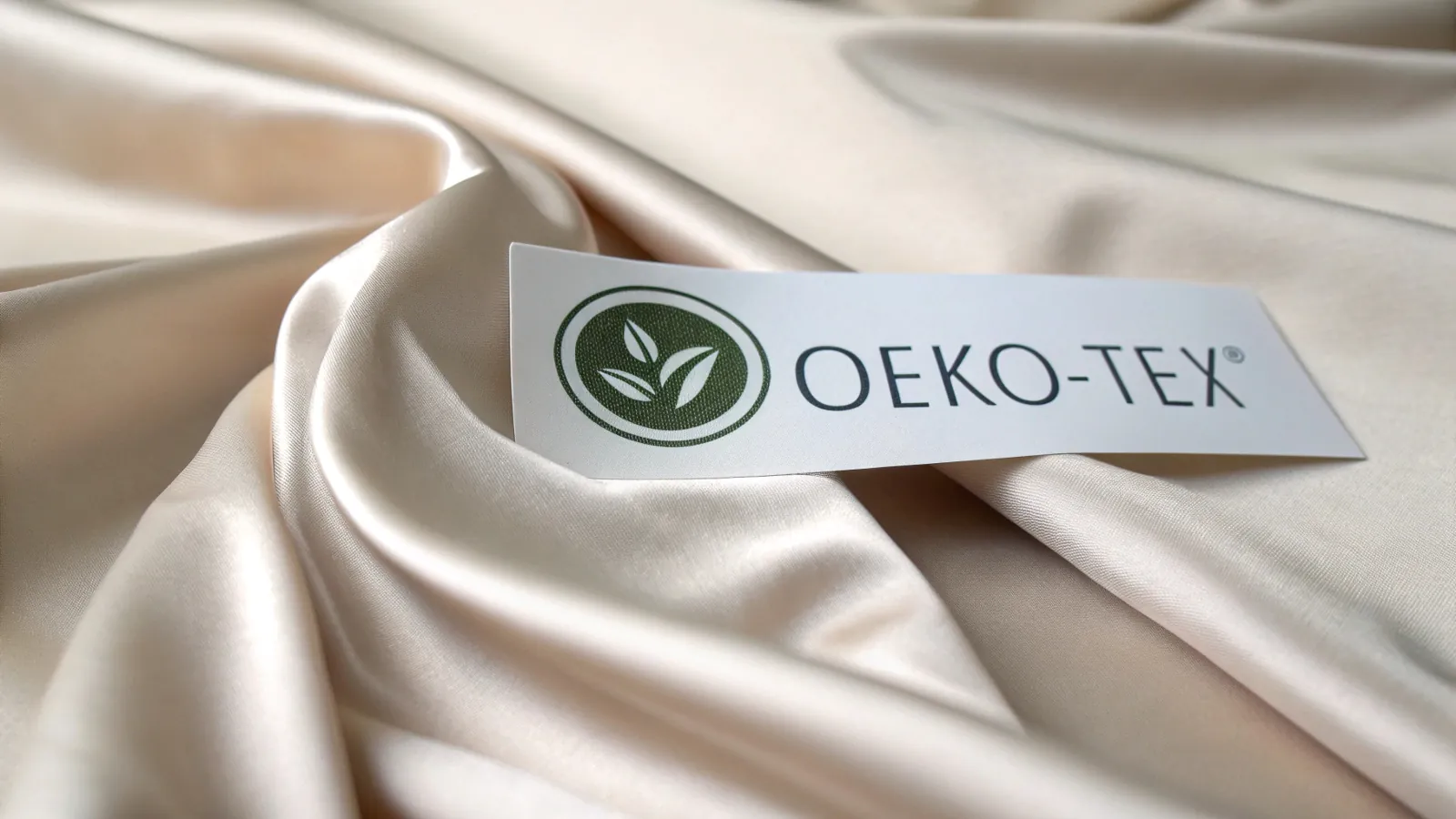 Une taie d'oreiller en soie avec un label OEKO-TEX