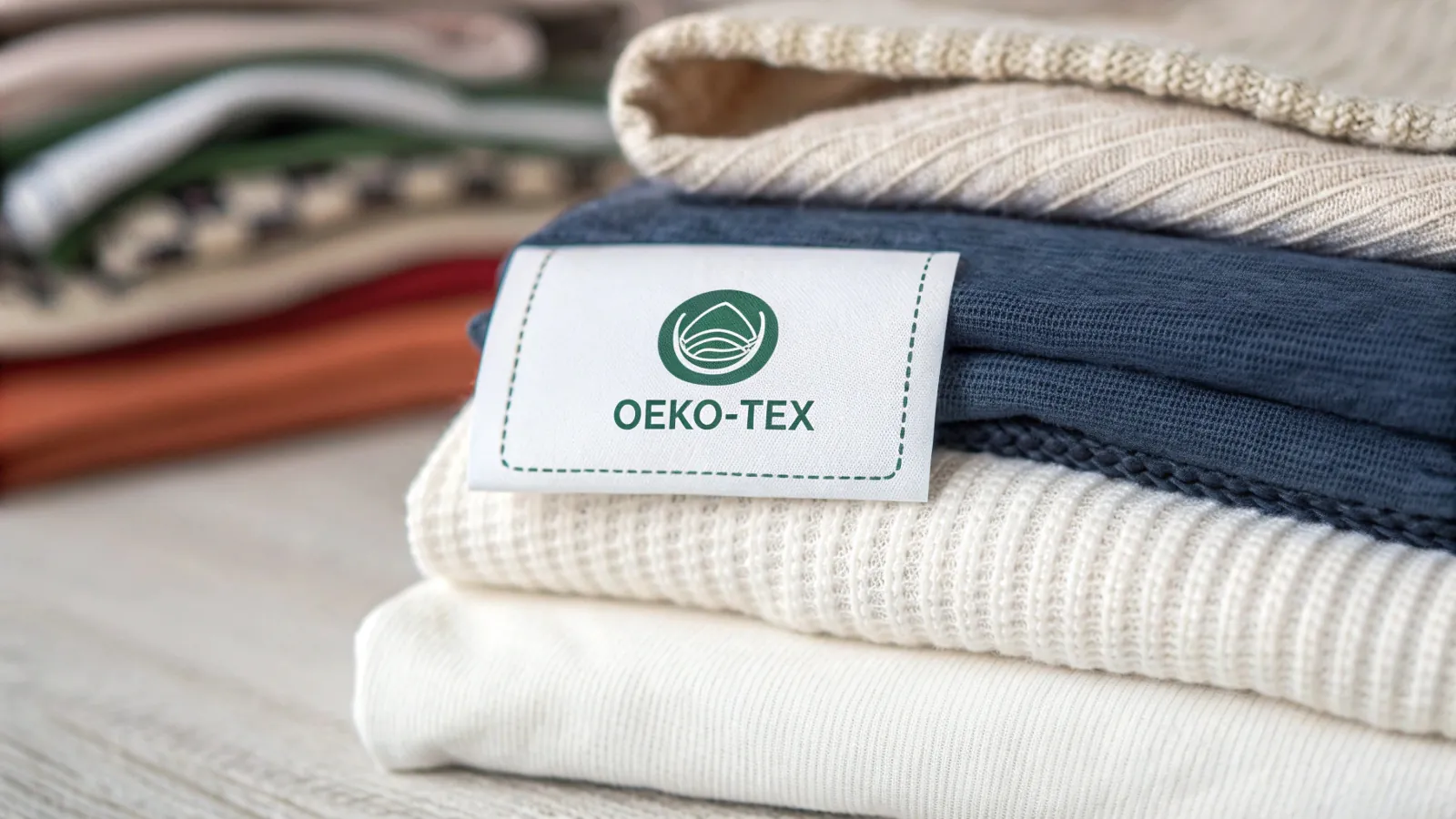 Des capsules de coton à côté d'une serviette en coton certifiée OEKO-TEX