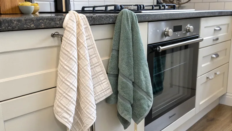 un paño de cocina junto a un paño de cocina de rizo más grueso